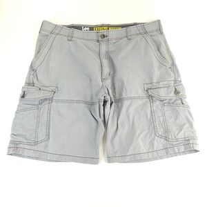 Lee Extreme Motion Cargo Shorts Mens 36 x 10 Light‎ Gray Stretch Hiking Casual